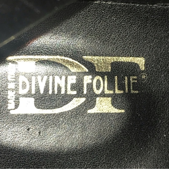 Divine Follie Made in Italy Leather Black Side Zip Combat Boot Woman’s Size 8 - Picture 10 of 13